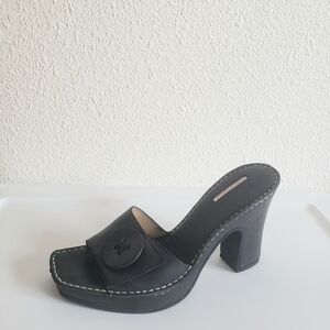 Alberto Fermani Women Slide Mules Black Lether Wrapped Heels And Platform#